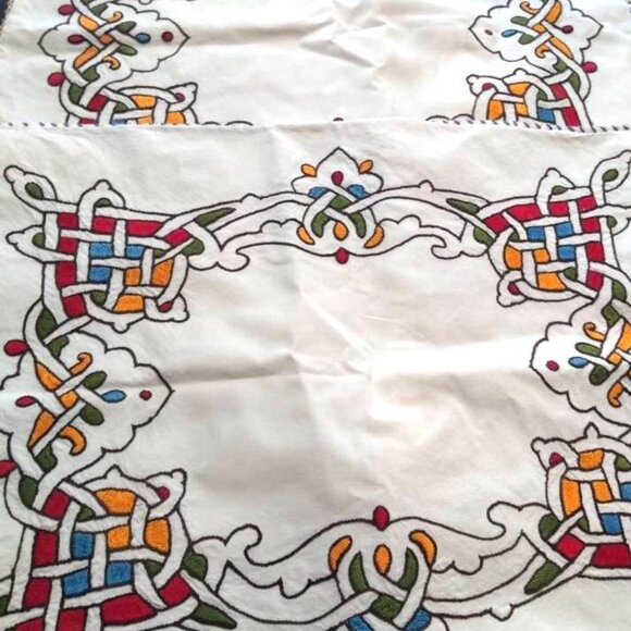 Pair (2) of Needlepoint Embroidery Celtic Knots Hand-made Pillow Case Living - Picture 3 of 8